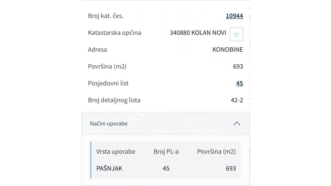 Zemljišče, Mandre, Kolan, Pag, 693m2